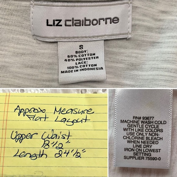 Liz Claiborne White Eyelet Trim Top Size Small - Picture 10 of 10